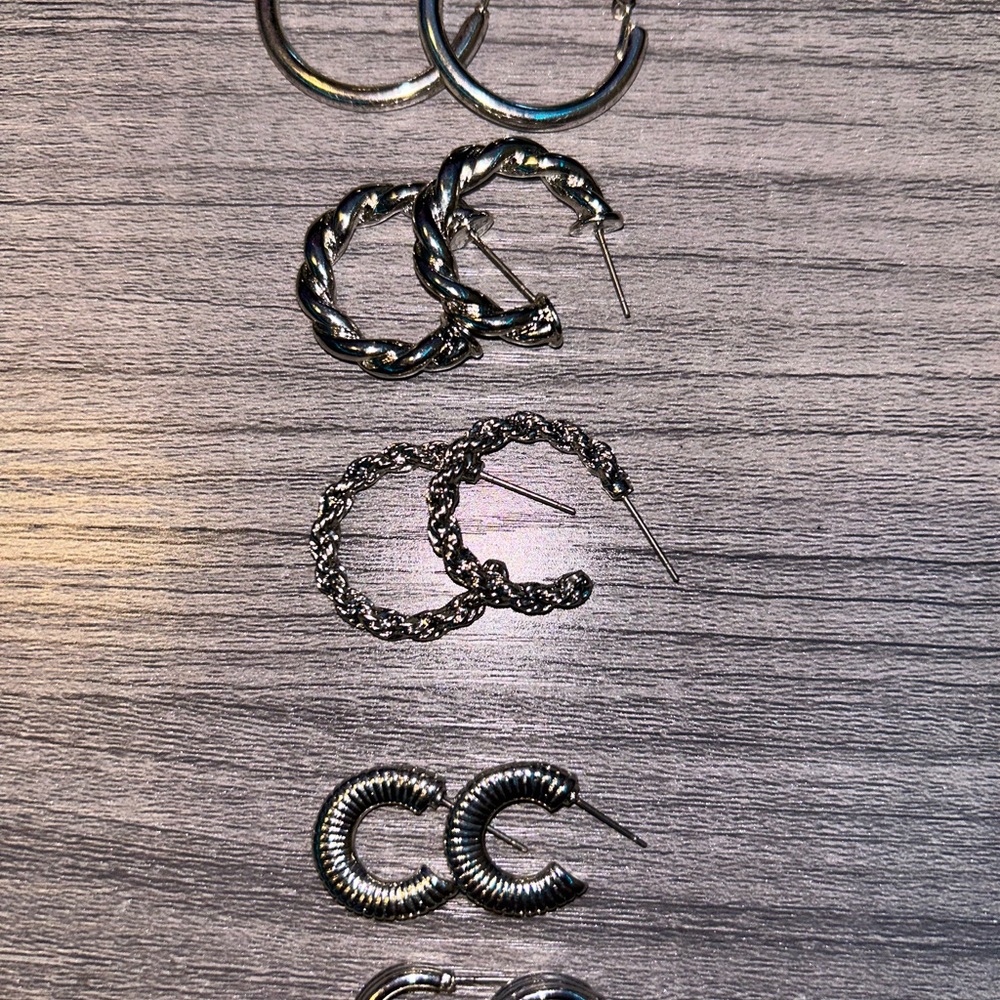Silver Hoop Earring Set